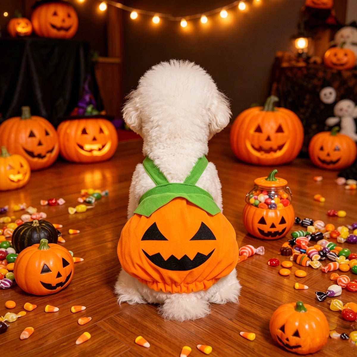 Halloween Pumpkin Pet Costume Dress, Funny Pumpkin Transform Outfit, Adjustable Harness Dress For Small Dogs Cats, Cute Halloween Party Cosplay