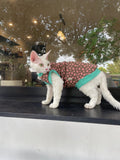 Sphynx Cat Cotton Summer Shirt Hearts Pattern For Hairless Cats