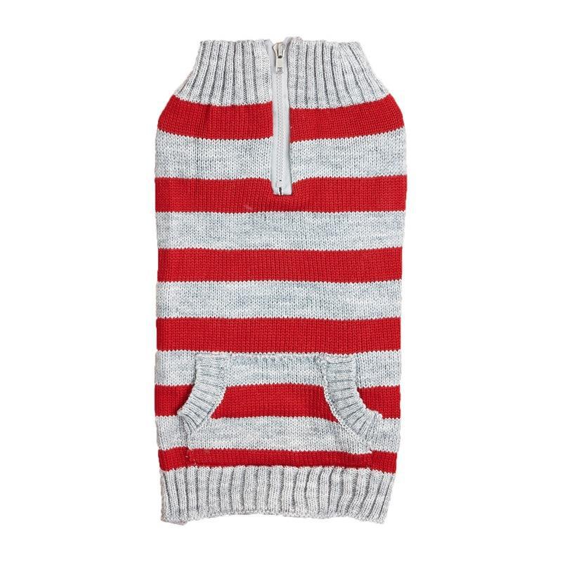 Contrast Color Horizontal Zipper Button Pocket Small And Medium-sized Dogs Sweater