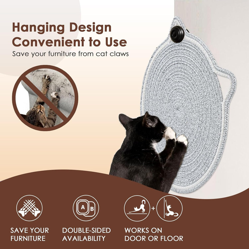 Cat Scratcher Mat Natural Cotton Rope Cat Scratch Pad Round Horizontal Floor Cat Scratching Pads For Indoor Cats Cat Furniture Protector For Wall