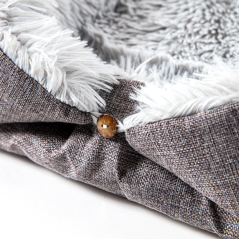 Long furry button cat nest small autumn and winter dual-use warm
