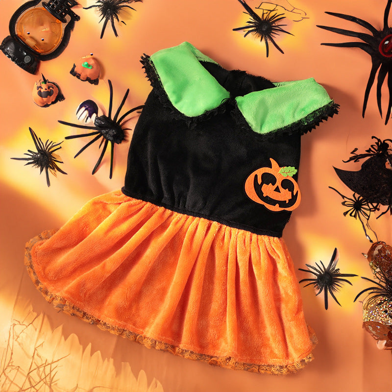 New Arrival Pet Costume Halloween Classic Pumpkin Skirt Bichon Teddy Dog Cat Christmas Clothes