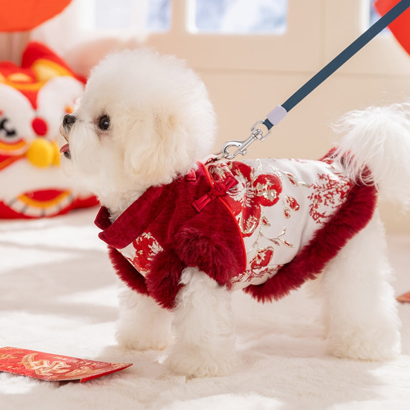Autumn And Winter Dog New Year Clothes, Chinese-style Small Dog New Year Clothes, Festive Cat Cotton-padded Jackets, Pet Tang Suits