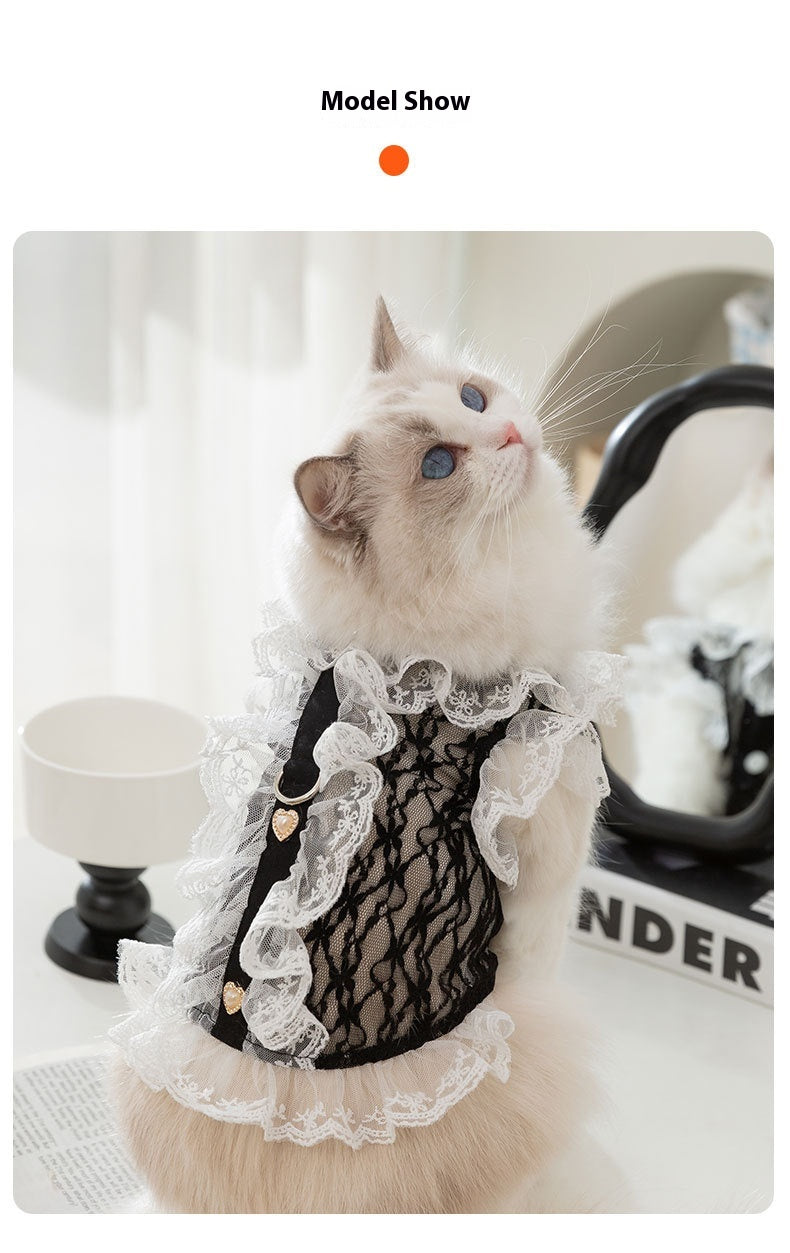 Cat Clothes Lace Traction Vest Puppy Kittens Thin Pet Cat Clothing