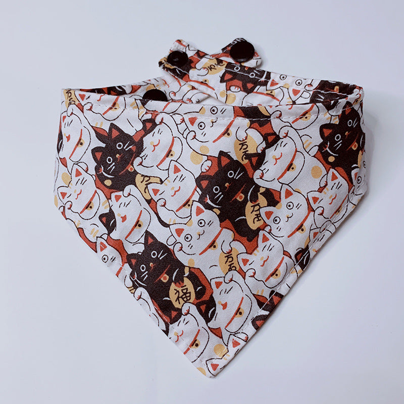 Cartoon Printing Lucky Cat Saliva Scarf Headscarf Supplies Accessories