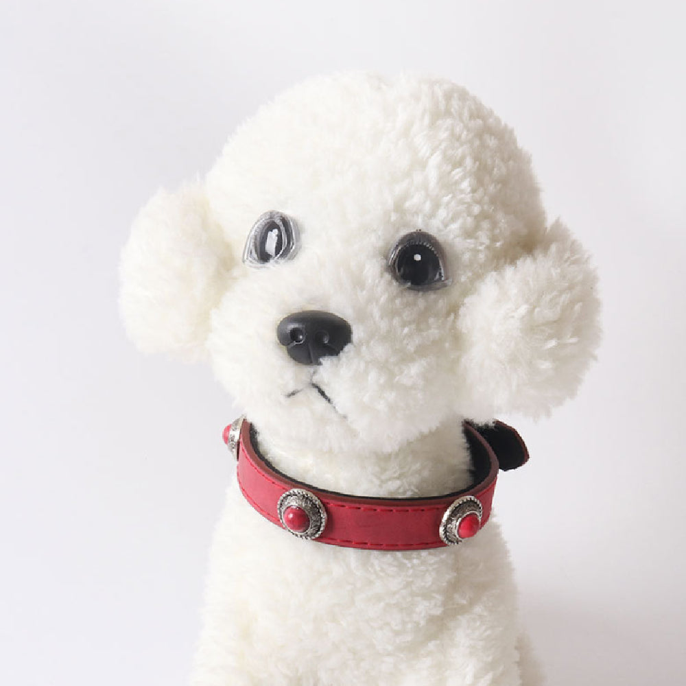 PU Leather Cat's Eye Stone Dog Collar