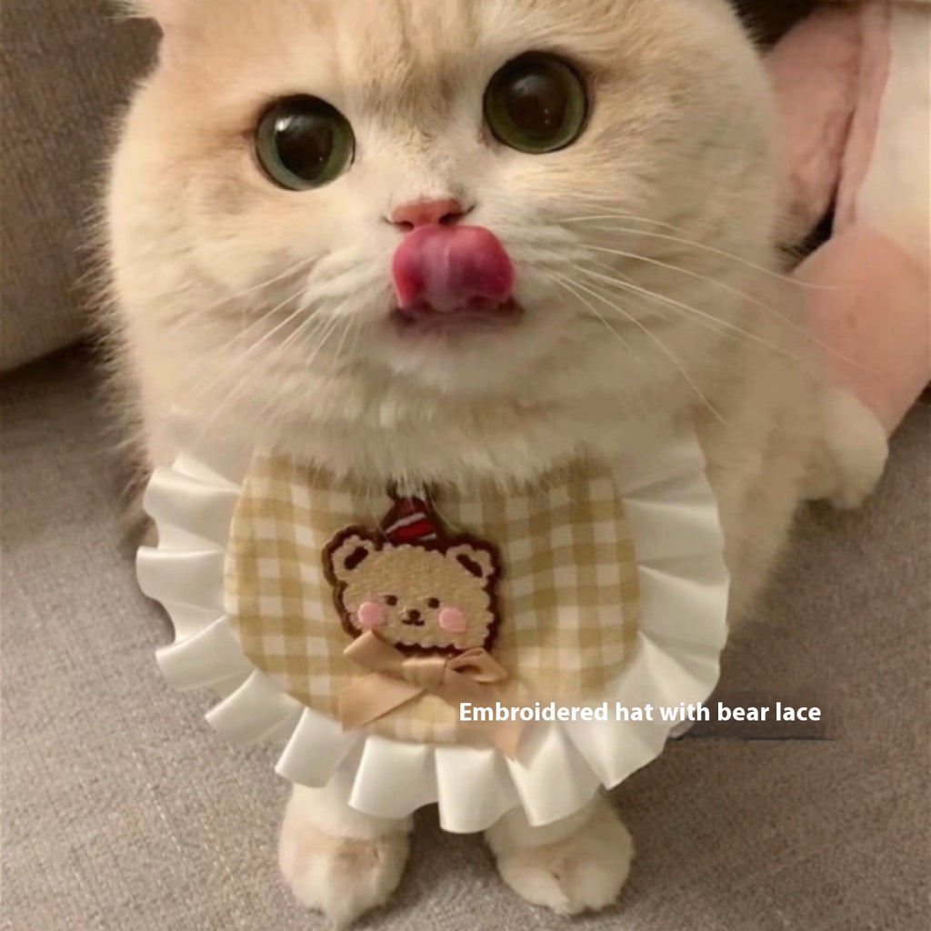 Pet's Saliva Towel Cat Bib Dog Lace Scarf