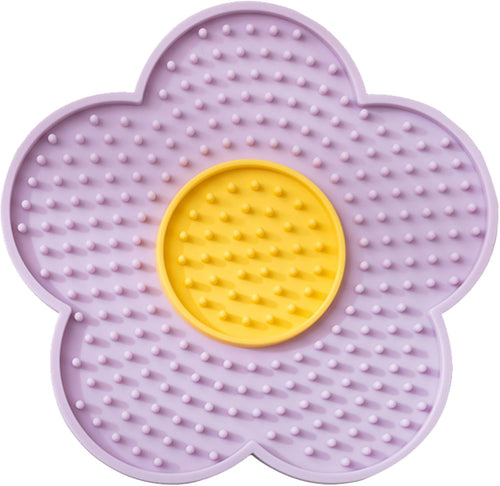 Cats Lick Pad With Suctions Cup Slow Feeders Licking Mat Flower Shape Silicone Pad With Suctions Cup Dog Licking Mat Silicone