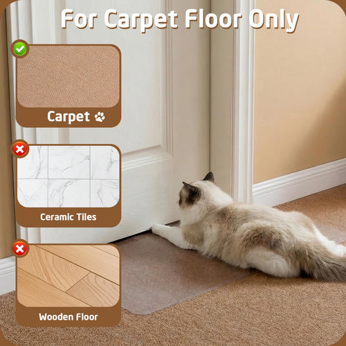Carpet Protector, Clear PVC Doorway Mat For Cats & Dogs Heavy-duty Anti-scratch Threshold Guard, Non-slip, Easy-trim, Recyclable PVC, Fits