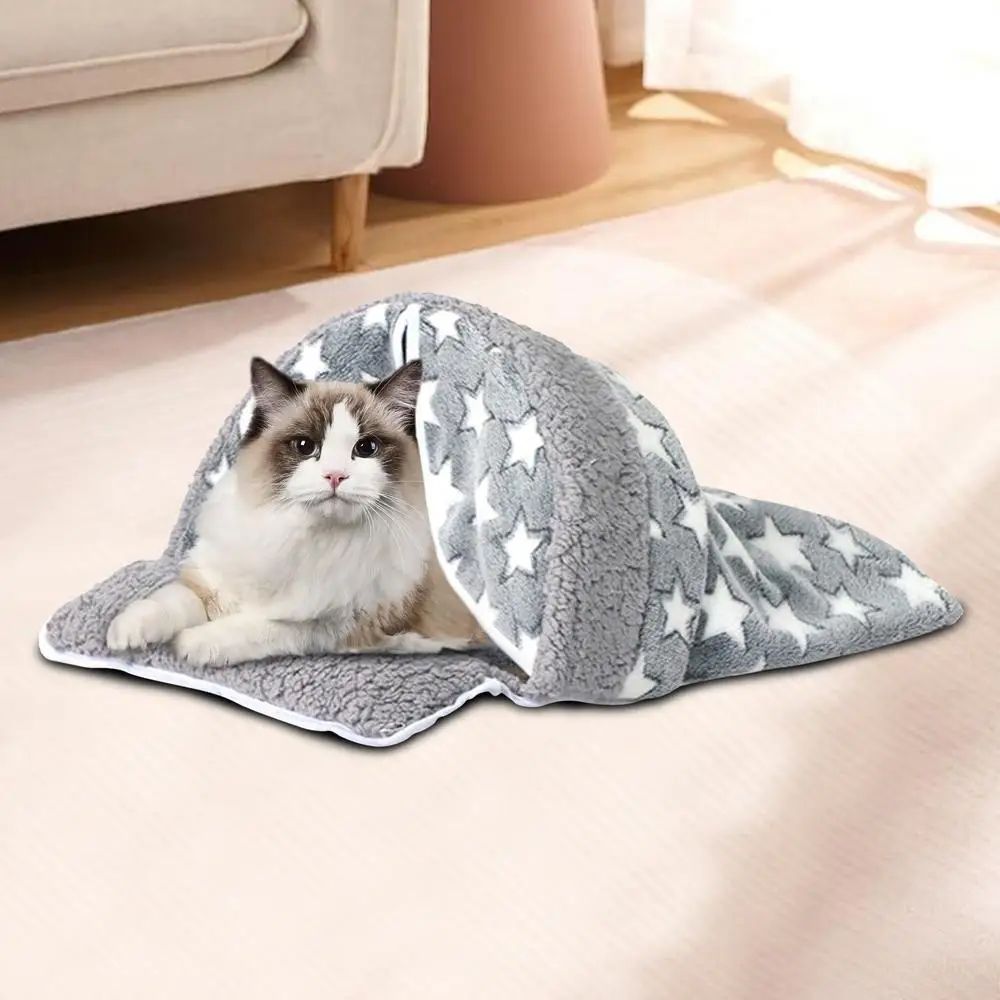 Cat Winter Sleeping Bag Cozy Arch-Shaped Burrowing Cat Bed Snuggle Sack Washable Cat Tent Covered Cat Bed Enclosed For