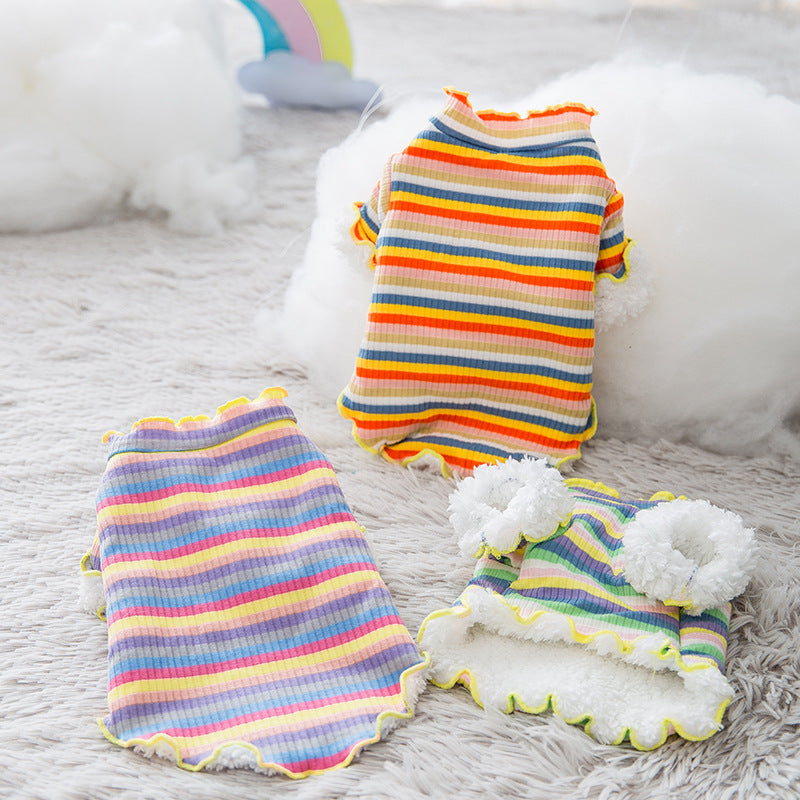 Knitted rainbow dog clothes