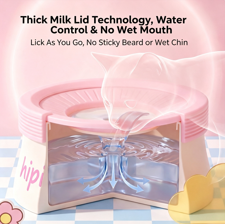 Dopamine Style Suspended Pet Water Bowl, Large Capacity No Wet Chin Cat Water Bowl, Anti Tip Pet Water Feeder For Cats Dogs, Prevent Beard Wetting Pet