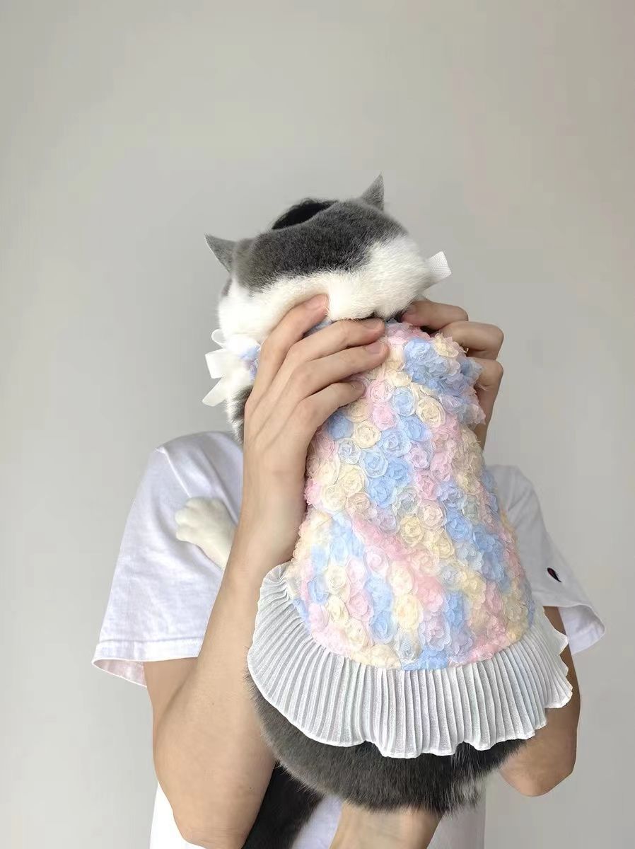 Pet Thin Dog Cat Flower Skirt
