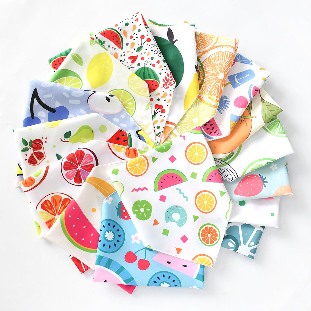 New Cartoon Cute Pet Triangle Fresh Fruit Polyester Printed Cat And Dog Saliva Towel Scarf Wholesale
