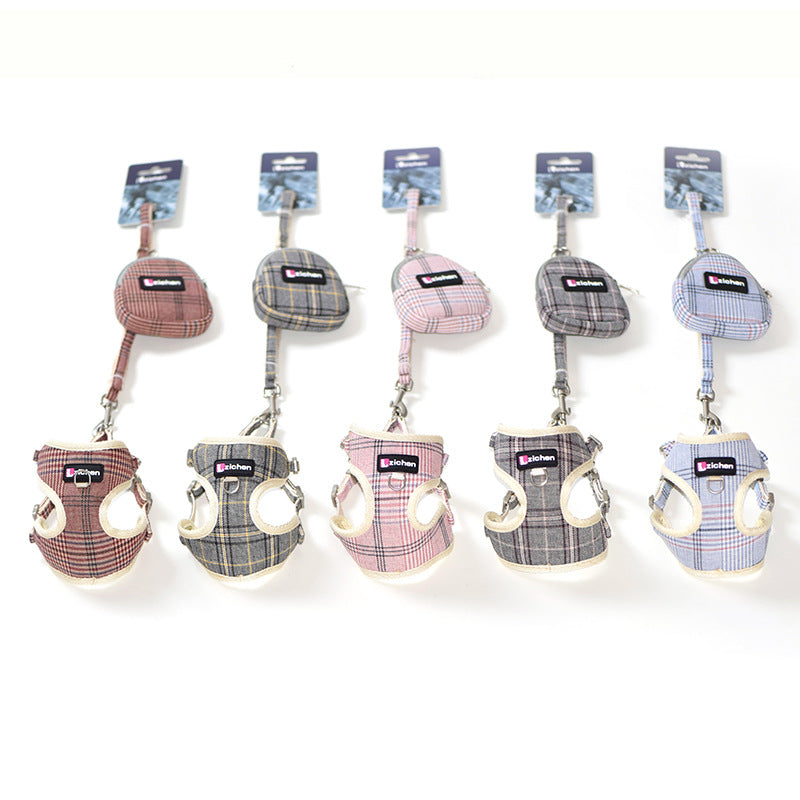 Checkered Chest Back Teddy Traction Rope