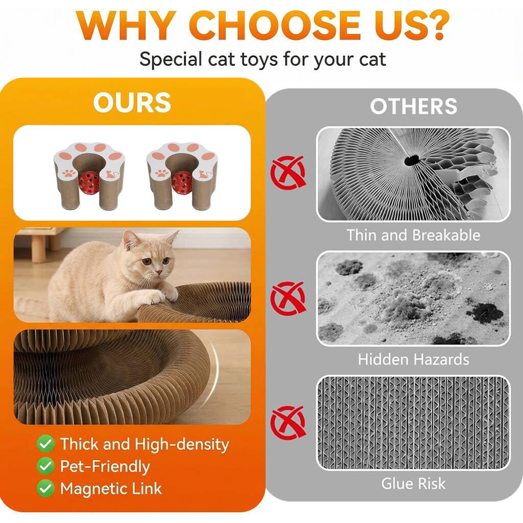 Cat Toy,Magic Organ Cat Scratcher Board,Foldable Recyclable Cat Accordion Toy,Interactive Scratch Pad With Toy Ball,Interactive Cat Toys For Indoor