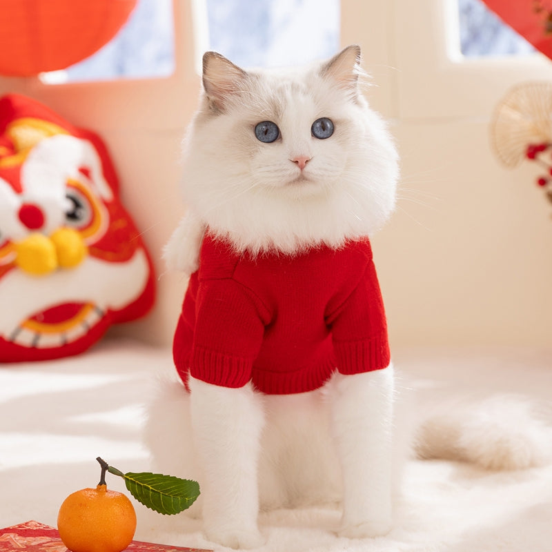 Cats' Autumn And Winter Warmth, Hairless Cats, New Year Lion Dance, Festive Two-legged Sweaters, Knitted Sweaters, Dog And Pet Cat Clothes