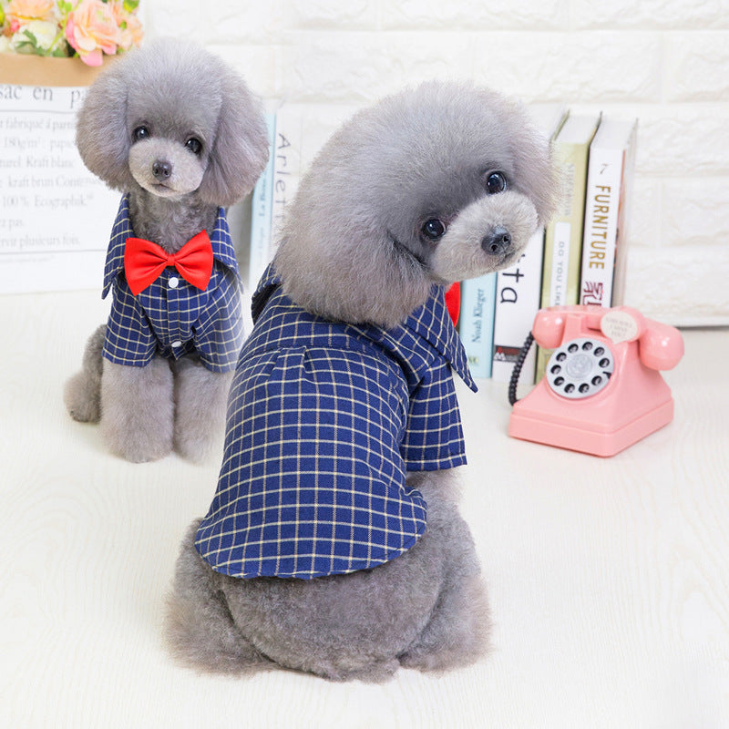 Pet Clothes New Dog Plaid Shirt Suit Pet CLothes
