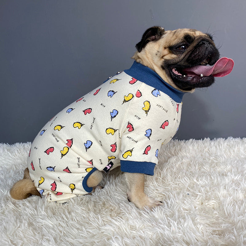 Pug fighting four-legged clothes cartoon pure cotton dog