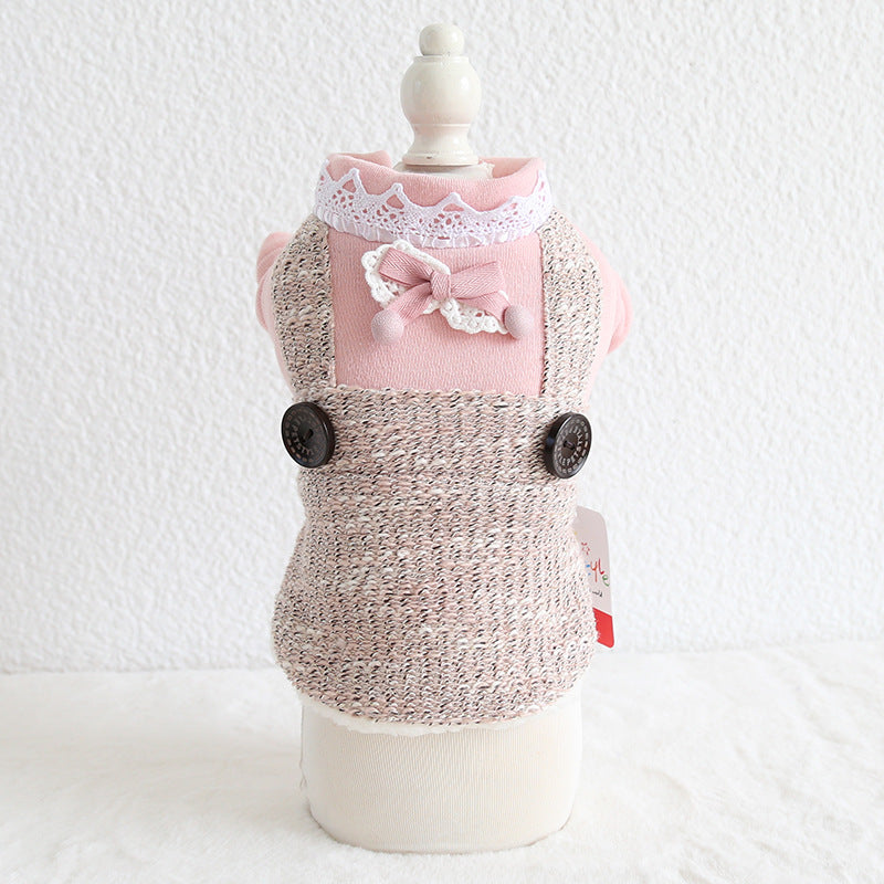Lace Collar Round Buckle Suspenders Small Dog Clothes