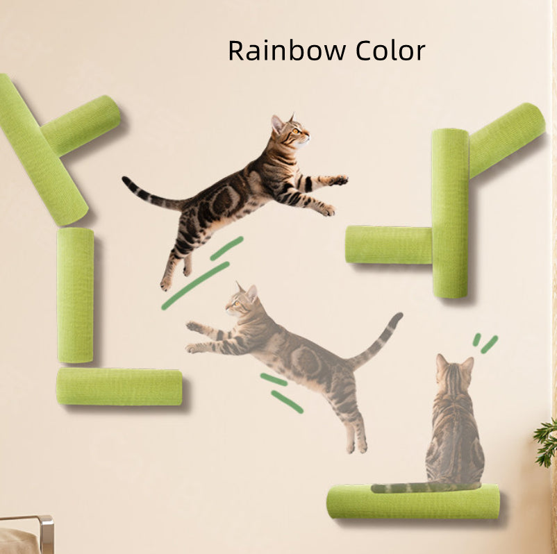 Cat Scratching Post Self-Adhesive Wall Mounted, Space Savings