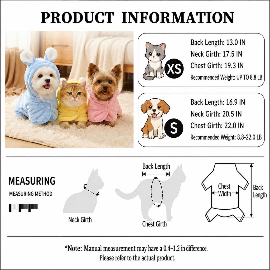 Dog Bathrobe Super Absorbent Towel For Small Dogs Cats Fast Drying Dog Robe Coat With Hood Puppy Cat Bath Towel Wrap Pet Grooming Supplies After