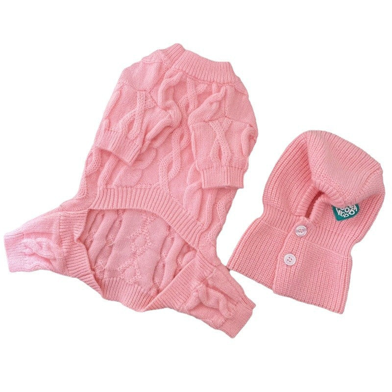 Pet Four-leg Knitted Warm Sweater With Hat Suit