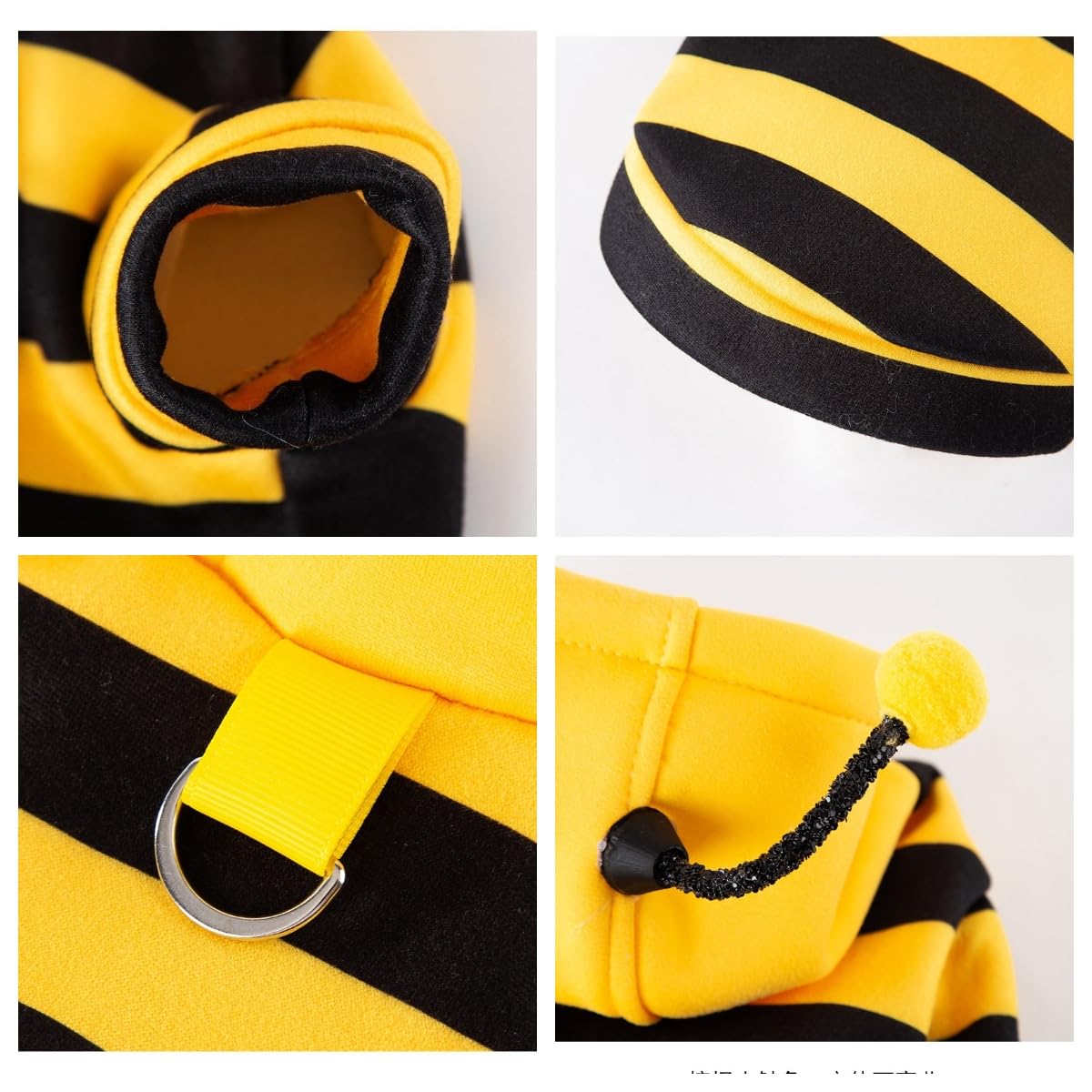 Cute Cat Bee Costume - Pet Halloween Apparel Bumble Bee Cosplay Clothes Antennae, Soft Warm Fleece Hoodie For Cats, Kittens, And Small Dogs, Perfect