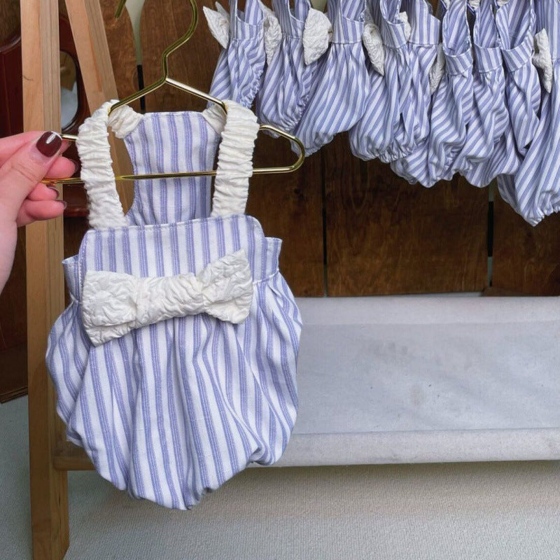 Cat Bow Cute Stripes Suspender Skirt
