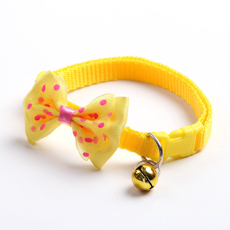 Adjustable bowknot cat bell nylon collar
