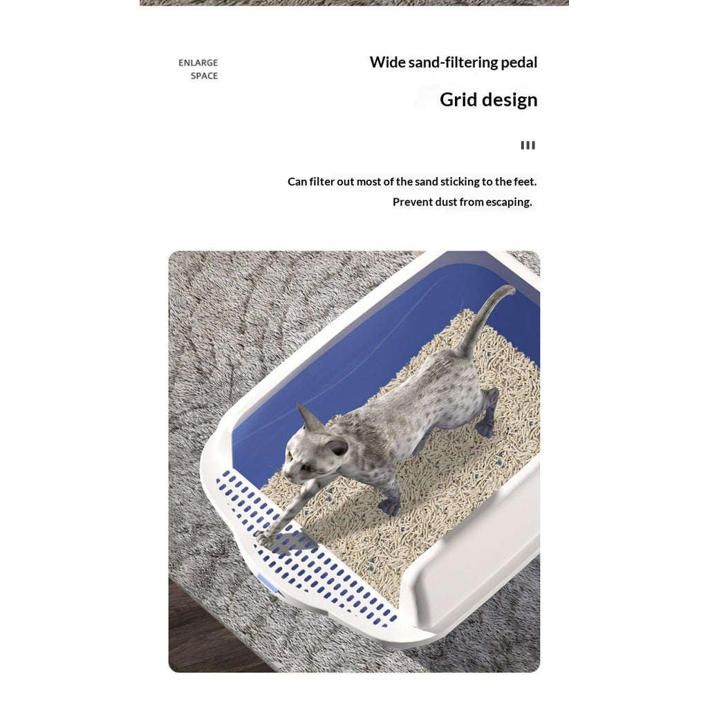 Extra-Large Semi-Enclosed Cat Litter Box With High Sides
