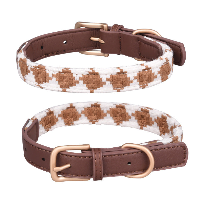 Soft Woven Prismatic Plaid Dog Collar