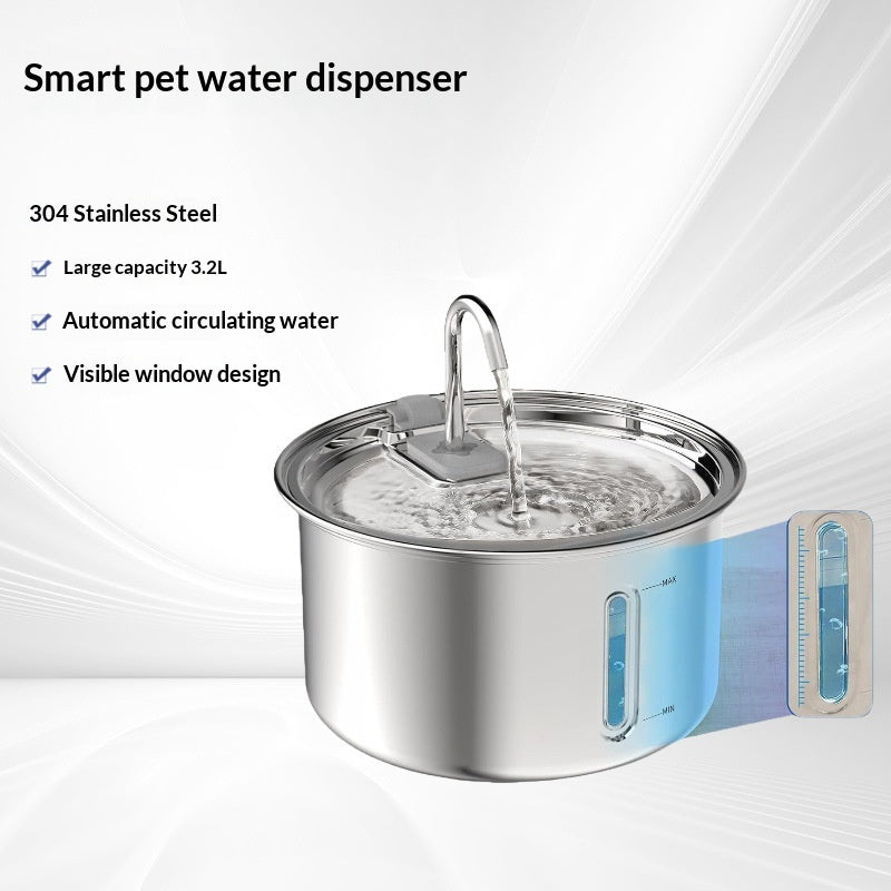 Pet Water Fountain 304 Stainless Steel Cat Water Dispenser