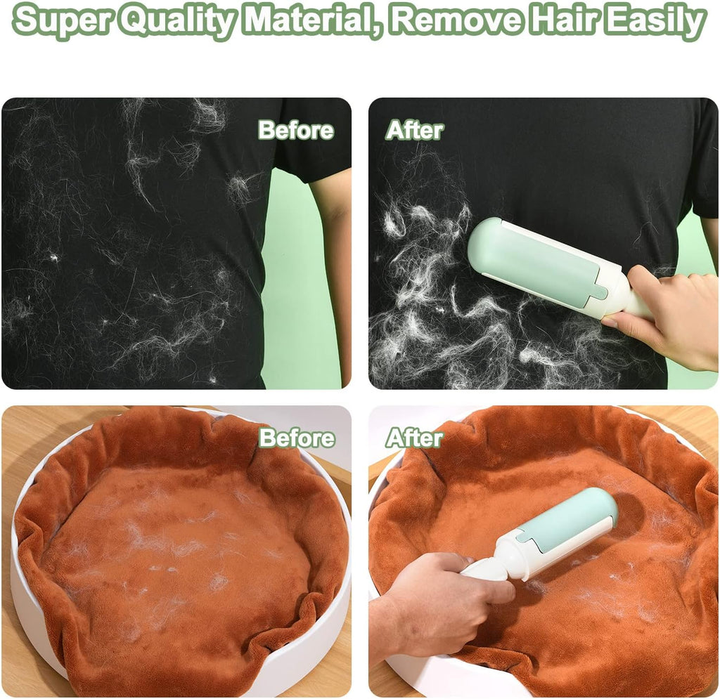 Pet Hair Remover Roller Reusable Dog Cat Fur Remover With Comfy Non-Slip Handle Portable Pet Hair Removal Tool With Self Cleaning Base For Couch Car