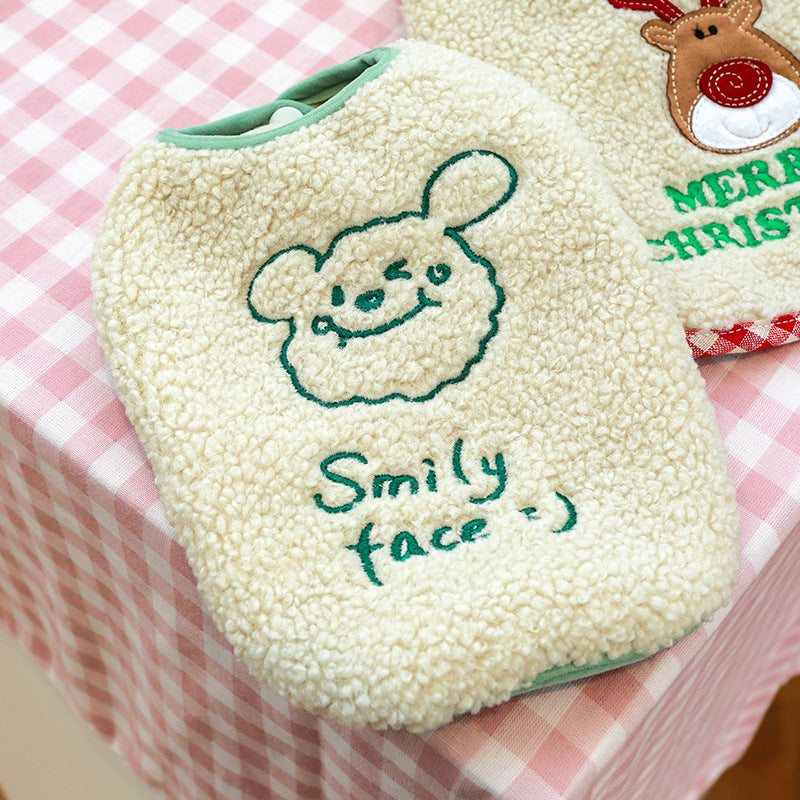 Bichon Christmas Day Elk Embroidered Warm Smile Vest