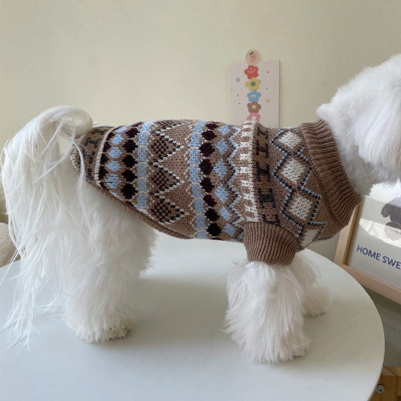 Pet Dog Brown Faux Mink Cashmere Sweater