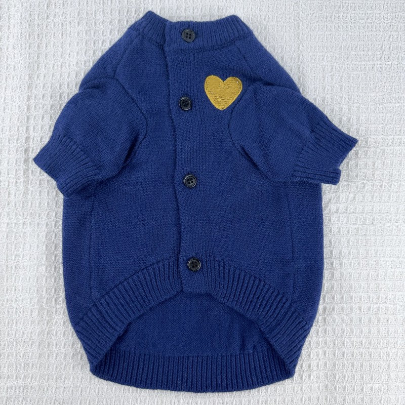 Dog Cat Autumn And Winter Warm Pet Sweater Small And Medium Solid Color Cardigan