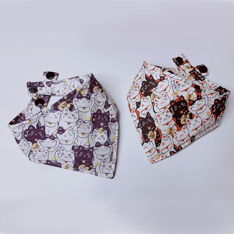 Cartoon Printing Lucky Cat Saliva Scarf Headscarf Supplies Accessories