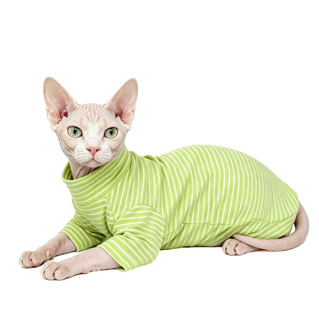 Sphynx Cat Clothes For Cats Only, Narrow Striped Sphynx Shirt Clothes T-Shirts Sweatshirt With Sleeves, Soft Kitten Sphinx Clothes Pet Apparel Devon
