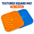 Dual Texture Pet Lick Mat For Dogs And Cats, Square Feeding Pad With Suction Cups, 15 X 15 Cm
