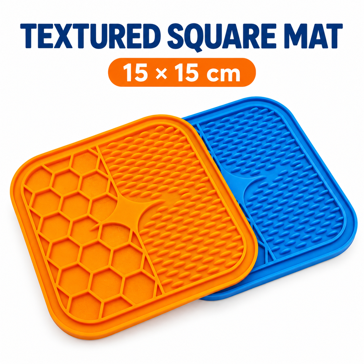 Dual Texture Pet Lick Mat For Dogs And Cats, Square Feeding Pad With Suction Cups, 15 X 15 Cm