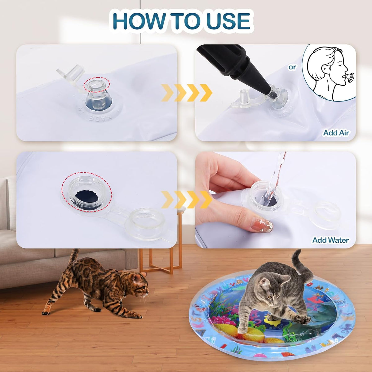 Water Sensory Playmat For Cats Thickened Upgraded Cat Dog Toys Bored Pet Animals Cat Kicker Toys Self Play Mat Interactive Toys Pet Water Sensory Mat