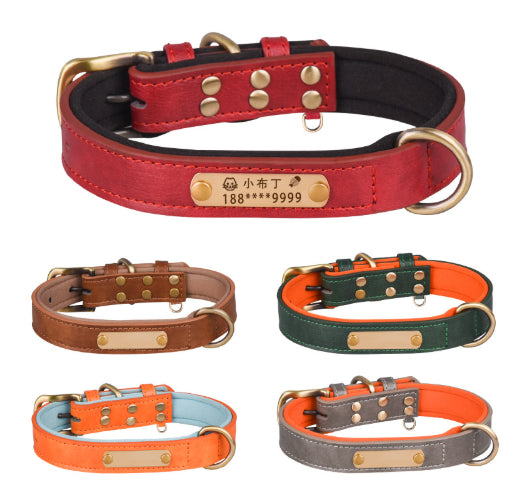 Breathable Dog Collar Retro Leather Dog Leash