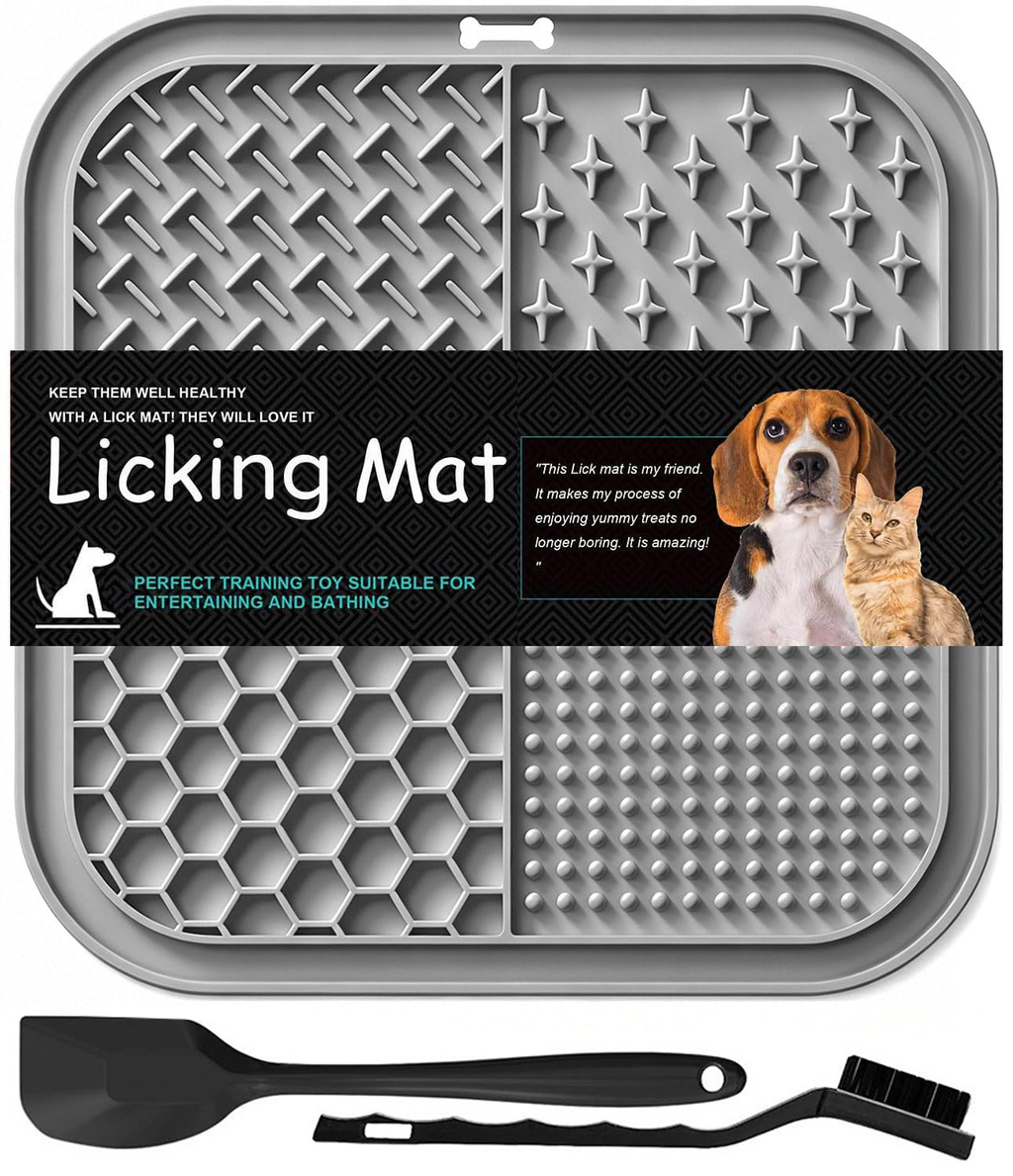 Licking Mat For Dogs & Cats With Suction Cups, 1 Pack Square Dog Slow Feeder Lick Pat For Anxiety Relief & Boredom, Dog Toys To Keep Them Busy, Pets