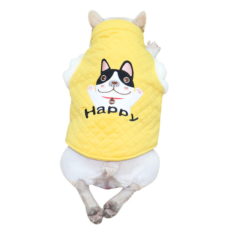 Dog Vest Plush Thickened Candy Color New Year''s Clothing