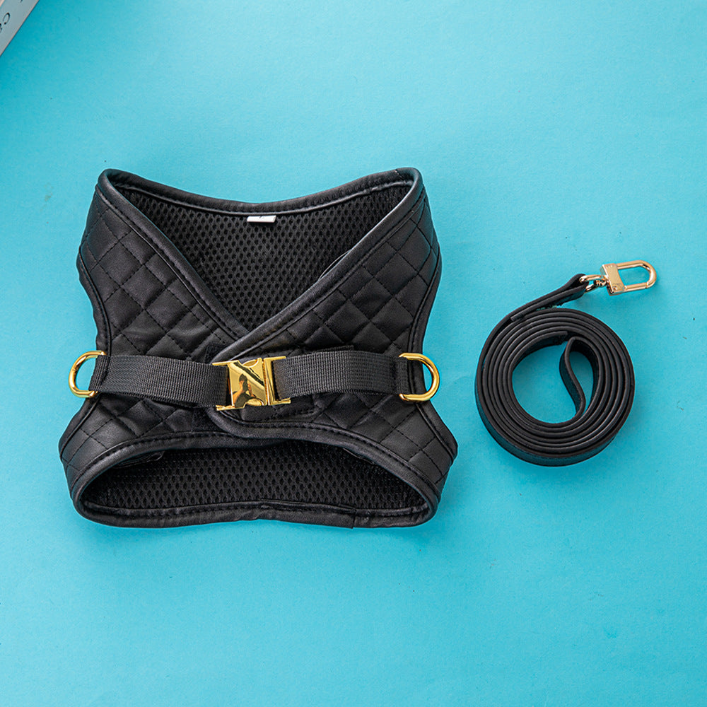 Leather Dog Chest And Back Traction Suit