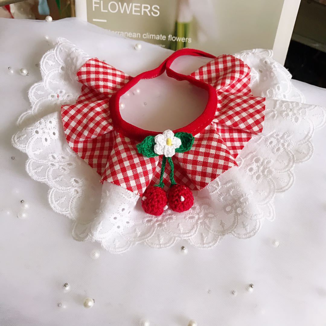 Cute Pet Lace Trim Scarf Saliva Towel