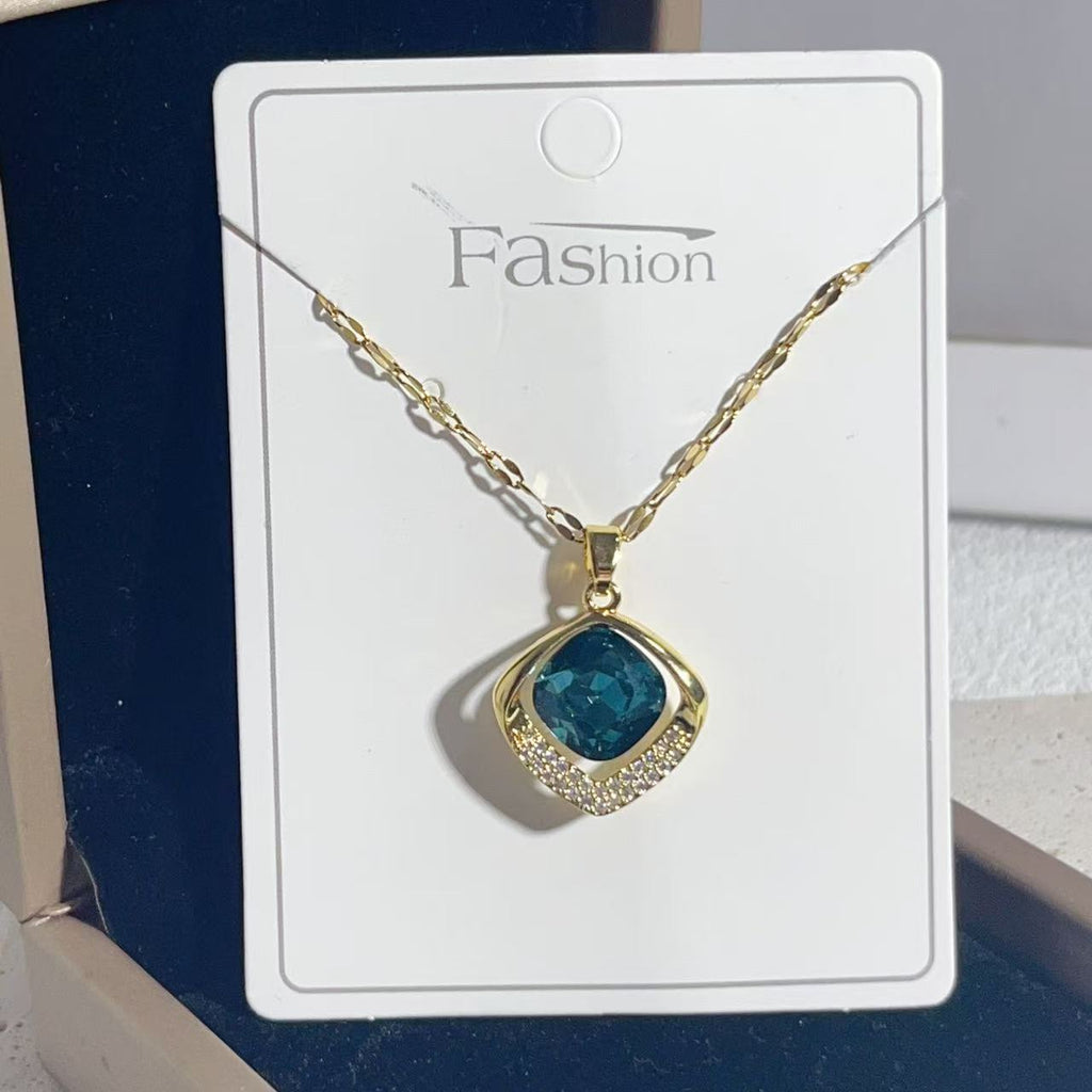 High-end Color Geometric Crystal Necklace