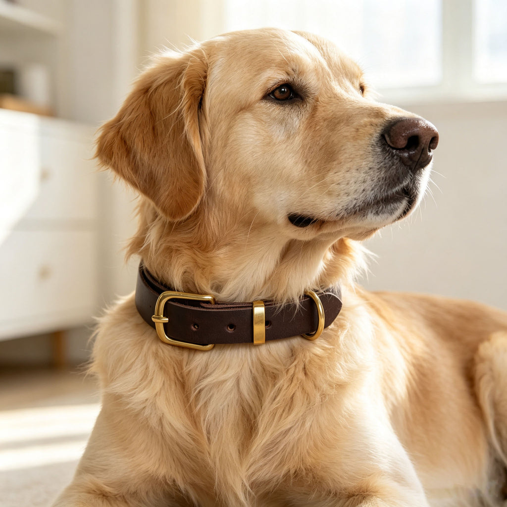 Vintage-style Pet Collar With Brass Fastenings