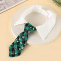 Christmas Dog Necktie, Adjustable Winter Snowflake Pattern Pet Tie Collar With Red Plaid For Small Medium Cat Dog Christmas Weddings Pet Tuxedo Outfit